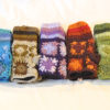 W 052 Handwarmers wool knitted crocheted flowers
